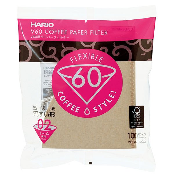 Filtry papierowe Misarashi do dripa Hario V60 Brązowe 100 sztuk